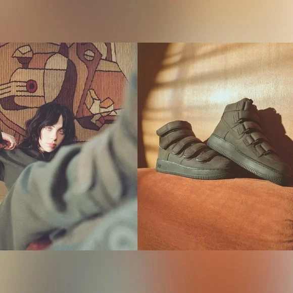 โฅ๐ก๐๐๐: Billie Eilish Air Force 1 High Top โ07 Sequoia Sneakers w Velcro Straps - Picture 1 of 13